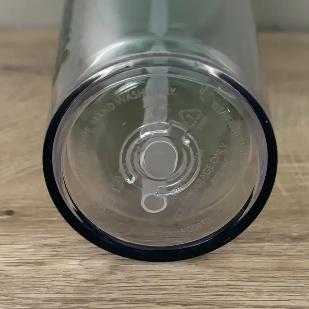 Starbucks Tumbler Korea 2022 Wordmark Foam Cold Cup Green‎ Clear 16 Oz 473ml